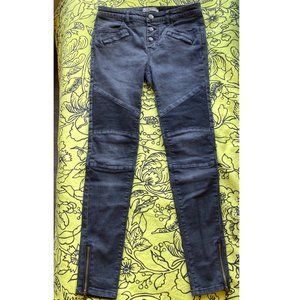Charcoal Gray Moto Jeans -Zipper Accents sz 27